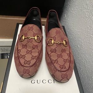 Gucci GG print horse-bit loafers